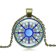 Vintage henna yoga pendant necklaces handmade India jewelry bloom mandala lotus necklace om symbol buddhism bijoux S7291