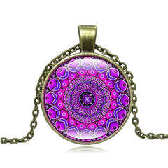 Vintage henna yoga pendant necklaces handmade India jewelry bloom mandala lotus necklace om symbol buddhism bijoux S7291