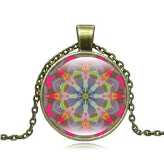 Vintage henna yoga pendant necklaces handmade India jewelry bloom mandala lotus necklace om symbol buddhism bijoux S7291