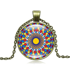 Vintage henna yoga pendant necklaces handmade India jewelry bloom mandala lotus necklace om symbol buddhism bijoux S7291