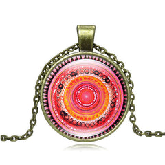Vintage henna yoga pendant necklaces handmade India jewelry bloom mandala lotus necklace om symbol buddhism bijoux S7291