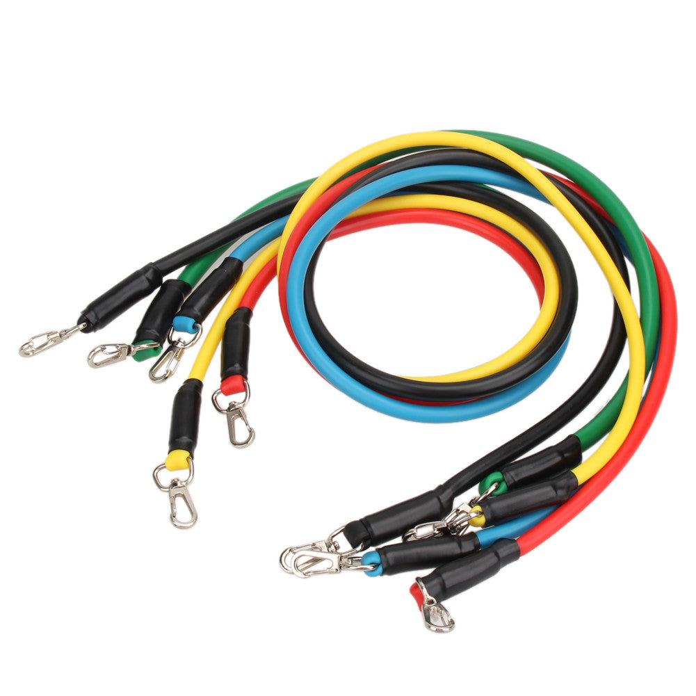 New 11 pcs/ lot Latex Resistance Bands Workout Exercise Pilates Yoga  Fitness Tubes Pull Rope 5 Color