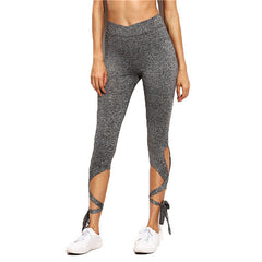 2017 Women Summer Dark Gray Quick Dry Pants Casual Workout Bandage Cropped Fitness Lounge Activewear Female Seven Pants