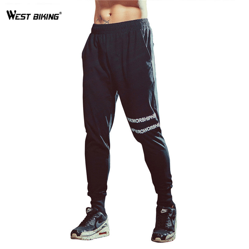 WEST BIKING Men Long Cycling Pants Elastic Fleece Quick Dry Breathable Running Yoga Track Pants Fitness Bicycle Trousers