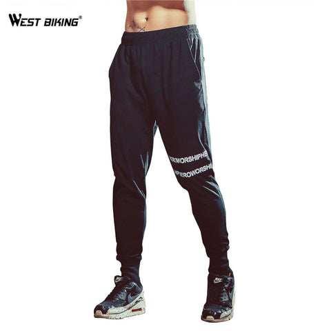 WEST BIKING Men Long Cycling Pants Elastic Fleece Quick Dry Breathable Running Yoga Track Pants Fitness Bicycle Trousers