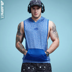 Aimpact Men's Tank Top Hoodie Fitness Bodybuilding Muscle Cut Stringer Tee Crossfit Workout Top Activewear Singlets Male 2AM1008