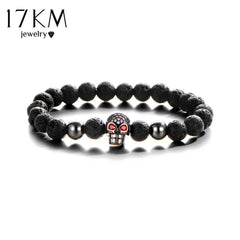 Unisex Yoga Elastic Crystal Skeleton Head Stone Bracelet
