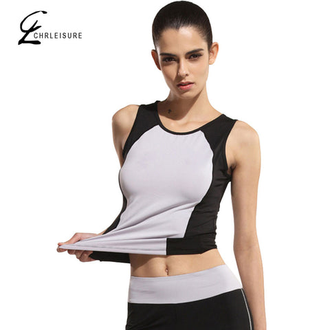 CHRLEISURE S-L Women Workout Slim T shirt Women O-Neck Sleeveless Tops Casual Activewear Breathable Patchwork T shirt