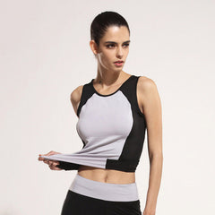 CHRLEISURE S-L Women Workout Slim T shirt Women O-Neck Sleeveless Tops Casual Activewear Breathable Patchwork T shirt