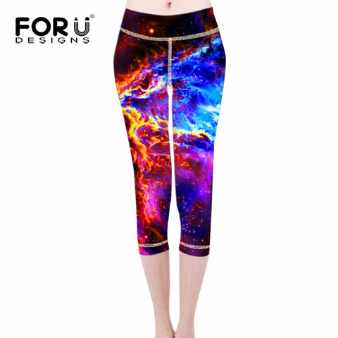 Fashion 3D Printed Galaxy Leggings for Women Universe Pencil Pants Activewear Stretchable Leggings Summer Breathable Slim Pants