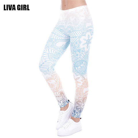 Hot Sale Women Leggings Mandala Mint Print Fitness Legging High Elastic Leggins Legins Trouser For Women Activewear Femme Pants