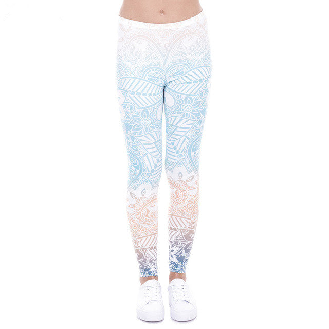 Hot Sale Women Leggings Mandala Mint Print Fitness Legging High Elastic Leggins Legins Trouser For Women Activewear Femme Pants