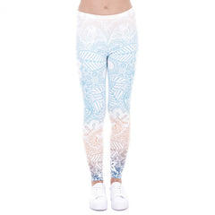 Hot Sale Women Leggings Mandala Mint Print Fitness Legging High Elastic Leggins Legins Trouser For Women Activewear Femme Pants