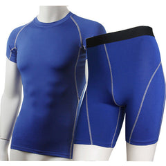New Running Suit Men Compression Base Layer T Shirt Shorts Fitness Yoga Set Gym Running Tights / Leggings Plus Size 10181024