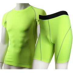 New Running Suit Men Compression Base Layer T Shirt Shorts Fitness Yoga Set Gym Running Tights / Leggings Plus Size 10181024