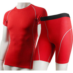 New Running Suit Men Compression Base Layer T Shirt Shorts Fitness Yoga Set Gym Running Tights / Leggings Plus Size 10181024