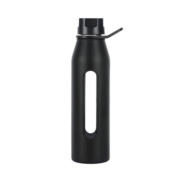BPA Free Glass Water Bottle with Twist Cap and Soft Silicone Sleeve Great for Yoga GYM Cycling 570 mL / 19 oz