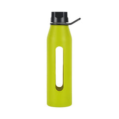 BPA Free Glass Water Bottle with Twist Cap and Soft Silicone Sleeve Great for Yoga GYM Cycling 570 mL / 19 oz