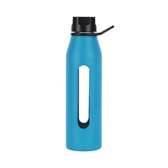 BPA Free Glass Water Bottle with Twist Cap and Soft Silicone Sleeve Great for Yoga GYM Cycling 570 mL / 19 oz