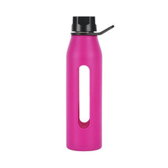 BPA Free Glass Water Bottle with Twist Cap and Soft Silicone Sleeve Great for Yoga GYM Cycling 570 mL / 19 oz