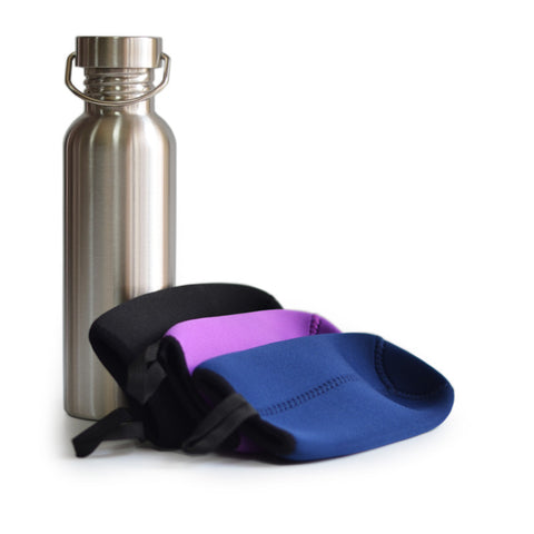 Brushed Stainless Steel Sports Water Bottle Flask with Sleeve for Travel Camping Hiking Cycling Fishing Yoga 750mL 25oz