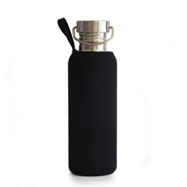 Brushed Stainless Steel Sports Water Bottle Flask with Sleeve for Travel Camping Hiking Cycling Fishing Yoga 750mL 25oz
