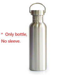 Brushed Stainless Steel Sports Water Bottle Flask with Sleeve for Travel Camping Hiking Cycling Fishing Yoga 750mL 25oz