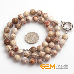 Round Smooth Brazil Crazy Lace Carnelia n necklace natural stone beads necklace DIY Jewelry Yoga Meditation Necklace